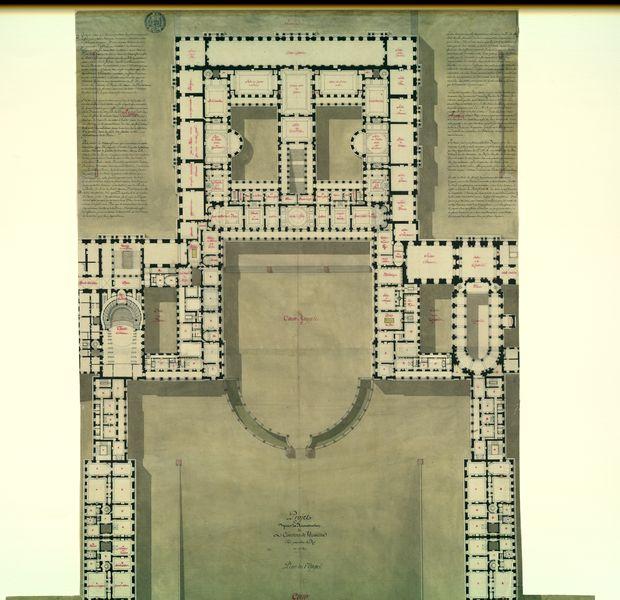 Projet pour la reconstruction du château de Versailles fait par ordre du roi en 1785. Plan du 1er étage