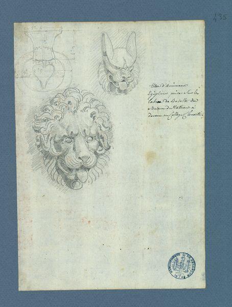 Têtes d'animaux égyptiens prises sur les labra de basalte du muséum du Vatican ci-devant au Collège de Clémentin