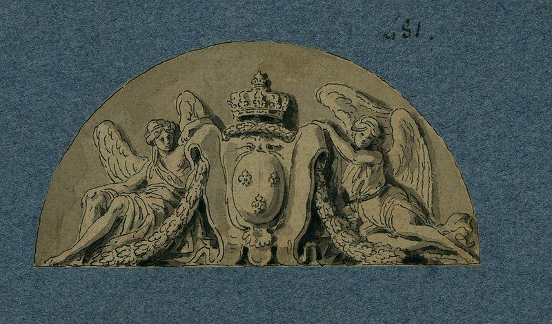 Blason royal encadré de deux anges