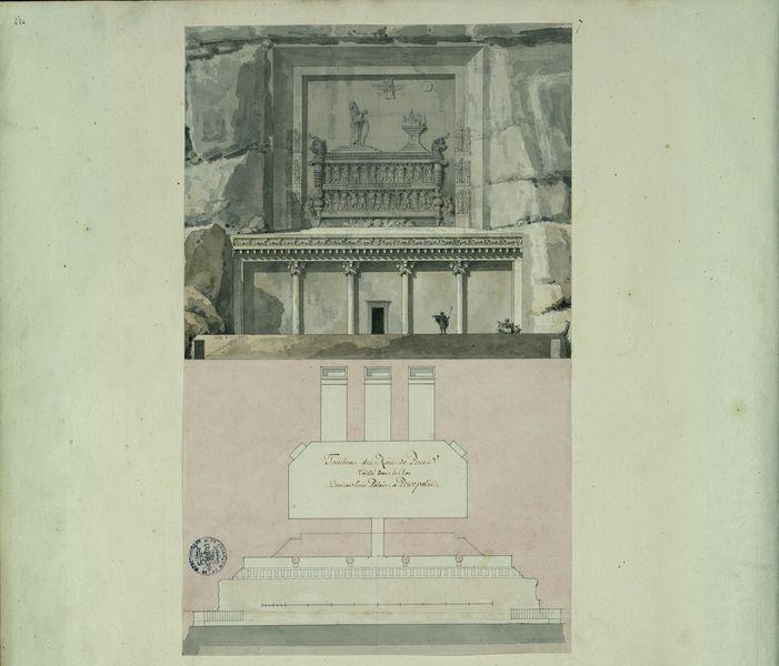 Tombeau des rois de Perse taillé dans le roc, derrière leur palais à Persépolis