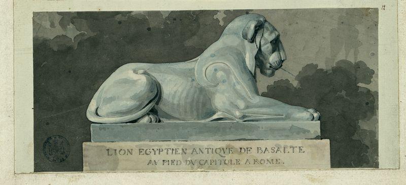 Lion égyptien de basalte au pied du Capitole à Rome