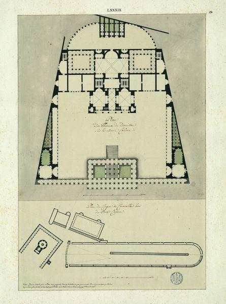 Plan des thermes de Domitien sur le Mont Celius. Plan du cirque de Caracalla hors de la Porte Capène