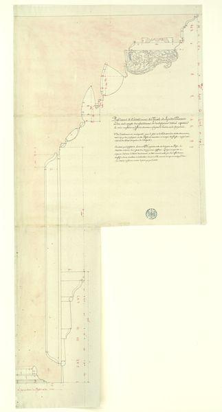 Profil exact de l'entablement du temple de Jupiter Tonnant où l'on rend compte du refouillement de la sculpture destiné à produire les noirs nécessaires à l'effet des ornements à la grande hauteur où ils sont placés