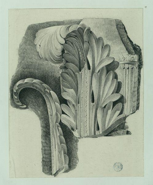 Etudes détaillées des chapiteaux du temple d'Antonin et de Faustine copiées d'après M. Percié par un de ses élèves à Paris en 1780 : dessin n° 4