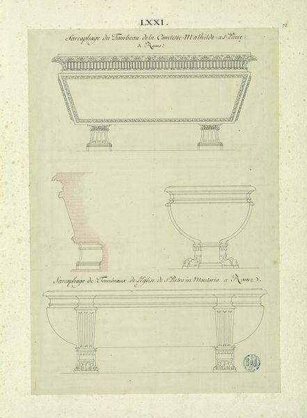 Sarcophage du tombeau de la comtesse Mathilde à Saint-Pierre de Rome. Sarcophage de tombeaux de l'église de San-Pietro-in-Montorio à Rome