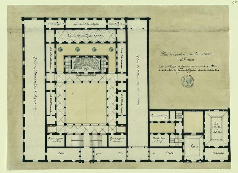Plan de l'Académie des Beaux-Arts de Florence