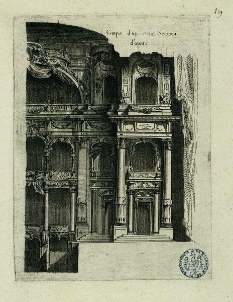 Coupe d'un avant-scène d'opéra de (Stuttgart ?)