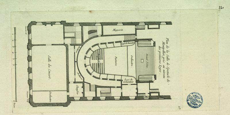 Plan de la salle de spectacle de Montpellier pris aux premières loges
