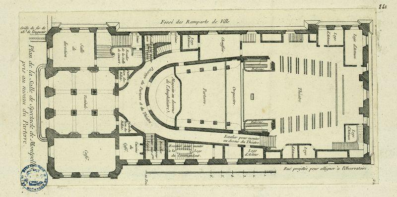 Plan de la salle de spectacle de Montpellier pris au niveau du parterre