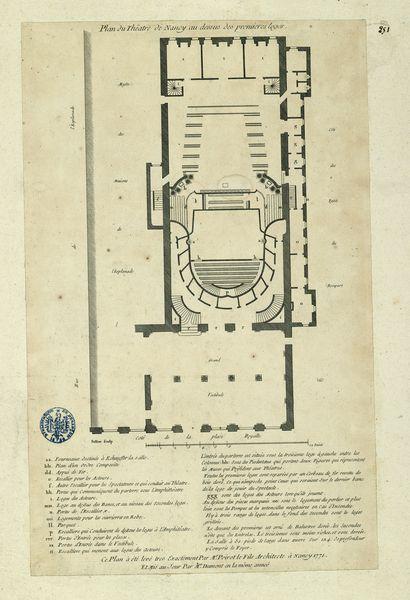 Plan de la salle de spectacle de Brest, pris au niveau des parterres
