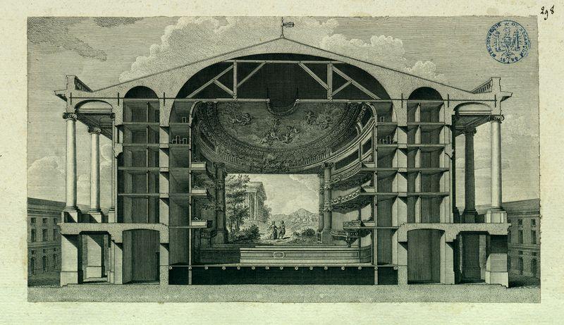 Coupe sur la largeur d'un théâtre projeté