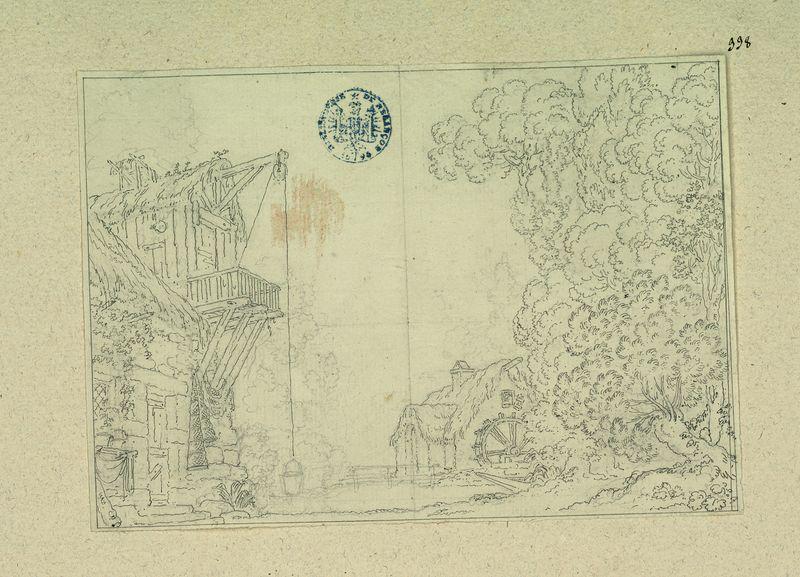 Vieux moulin et lavoir, pour Syncope, reine de Mic-Mac parodie de Pénélope représentée au théâtre de l'aile neuve à Versailles le 31 janvier 1786