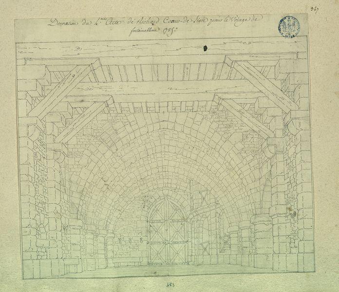 Souterrain du château de Linz, décor de l'acte IV de Richard Coeur de Lion, comédie mêlée d'ariettes représentée au théâtre de Fontainebleau le 25 octobre 1785