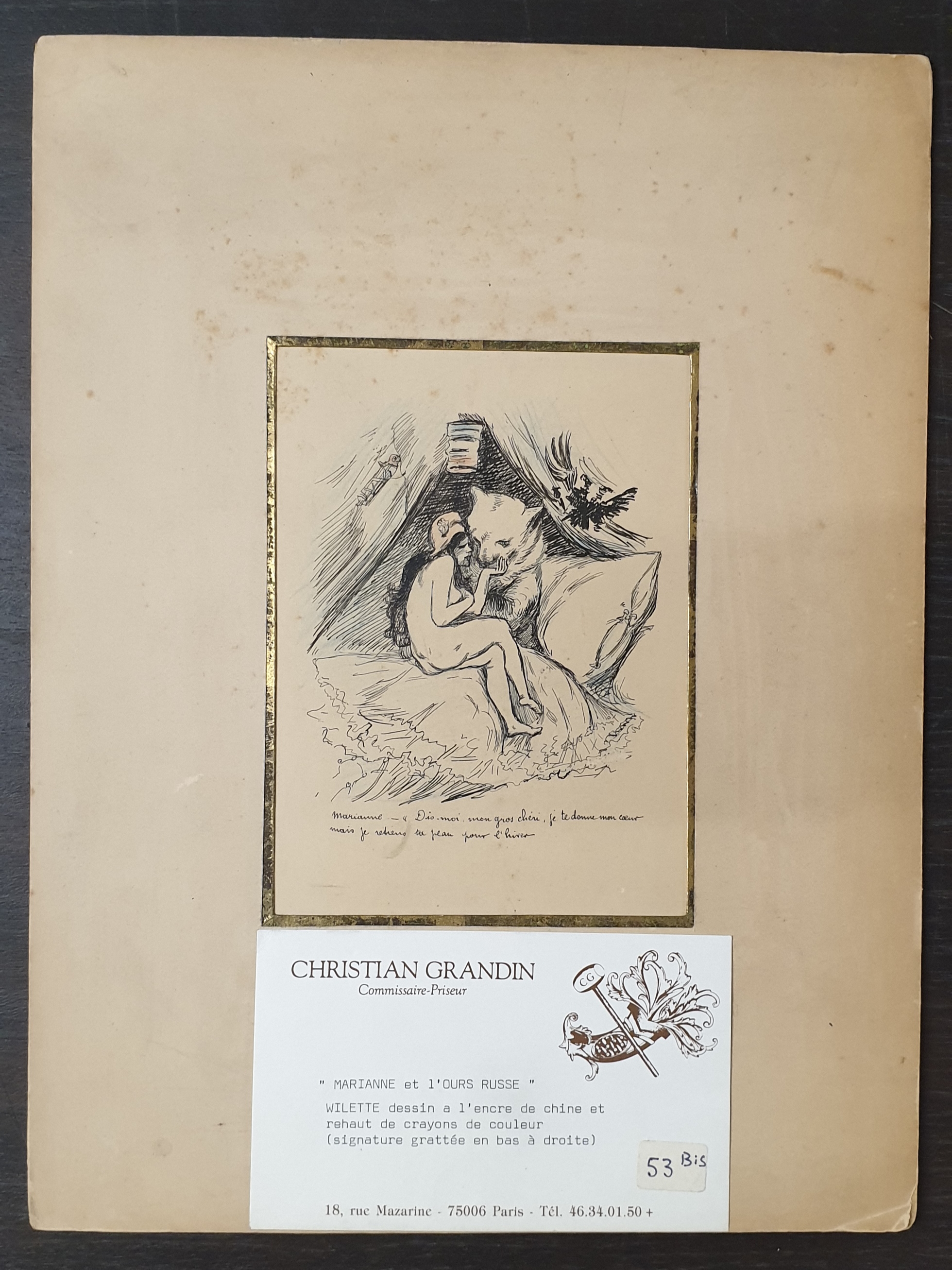 Marianne – "Dis-moi, mon gros chéri, je te donne mon cœur mais je retiens ta peau pour l'hiver"