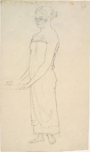 Jeune femme malaise portant un plateau avec une théière, Timor