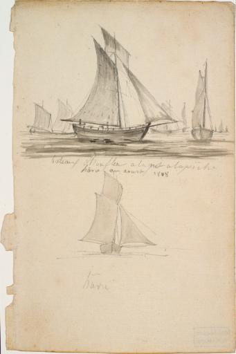 bateaux d'Honfleur allant à la pêche - hâvre en août 1808