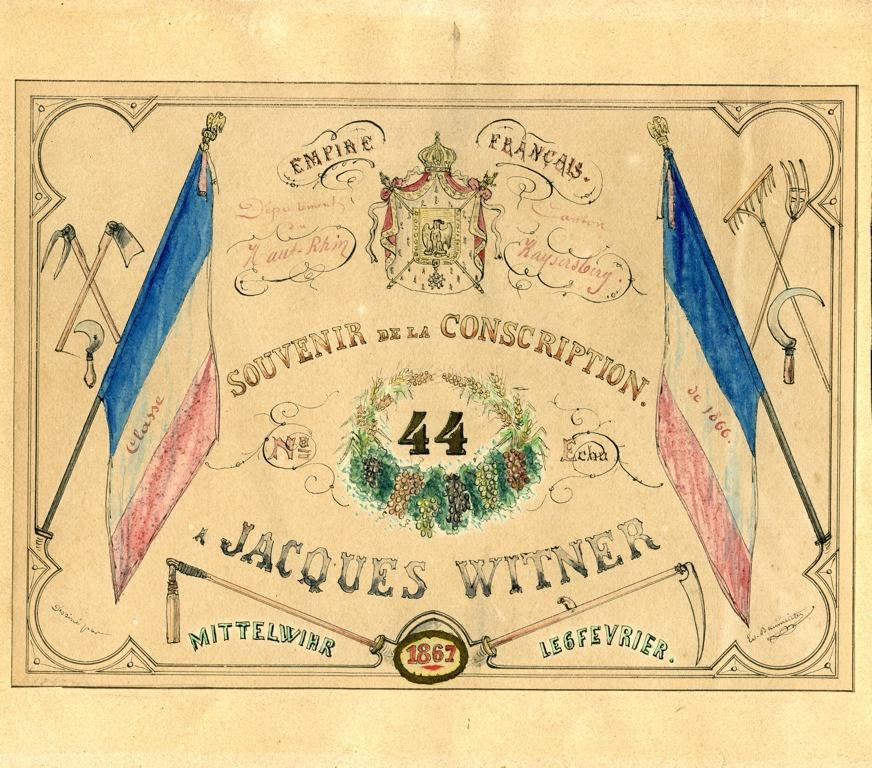 SOUVENIR DE LA CONSCRIPTION. (titre inscrit)