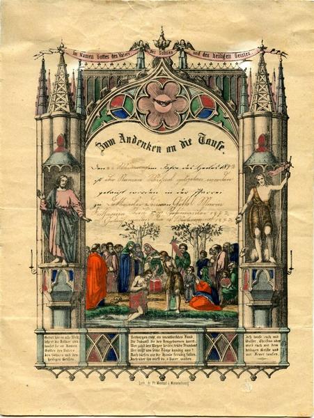 Zum Andenken an die Taufe (titre inscrit)