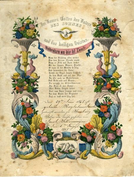 Andenken an die hl. Taufe. (titre inscrit)