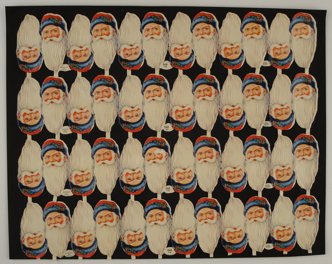 planche de 48 têtes de Père Noël (titre factice)