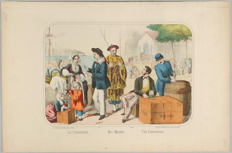 Le Commerce. (titre inscrit, français, allemand, anglais)