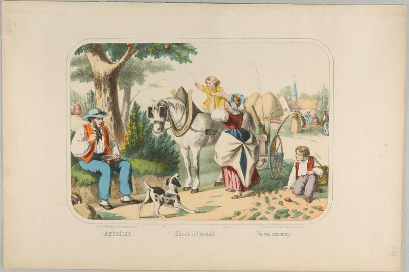 Agriculture. (titre inscrit, français, allemand, anglais)