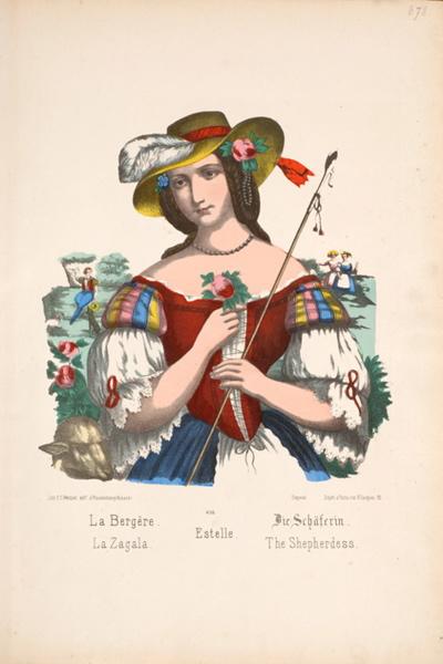 La Bergère. (français, allemand gothique, anglais, espagnol, portugais)