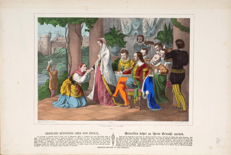 GRISELDIS RETOURNE CHEZ SON EPOUX. (titre inscrit, français, allemand, anglais)