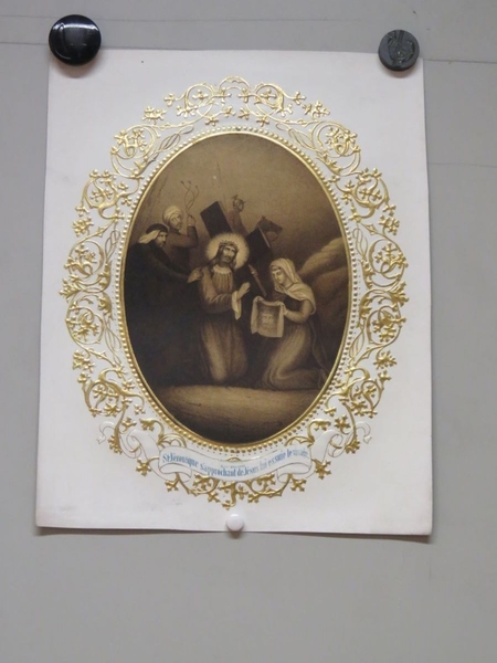 6eme Station. Ste Véronique s'approchant de Jésus lui essuie le visage. (titre inscrit, français)