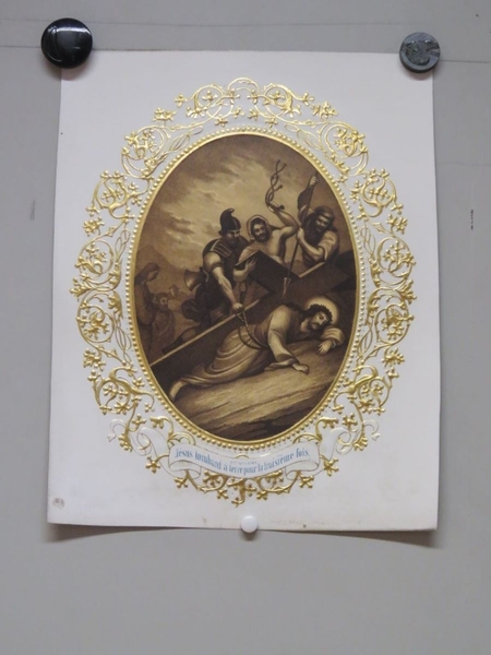 9eme Station. Jésus tombant à terre pour la troisième fois. (titre inscrit, français)