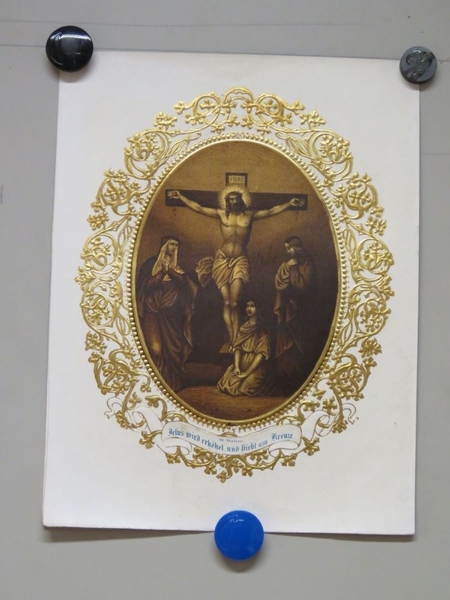 XII. Station. Jesus wird erhöhet und stirbt am Kreuze. (titre inscrit, allemand)