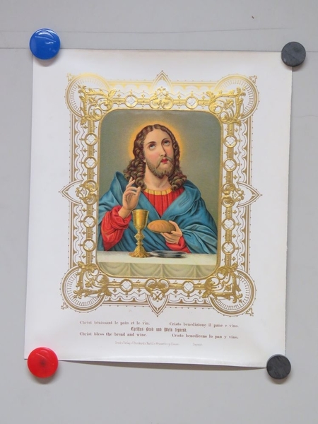 Christ bénissant le pain et le vin. (titre inscrit, allemand, français, espagnol, anglais, italien)