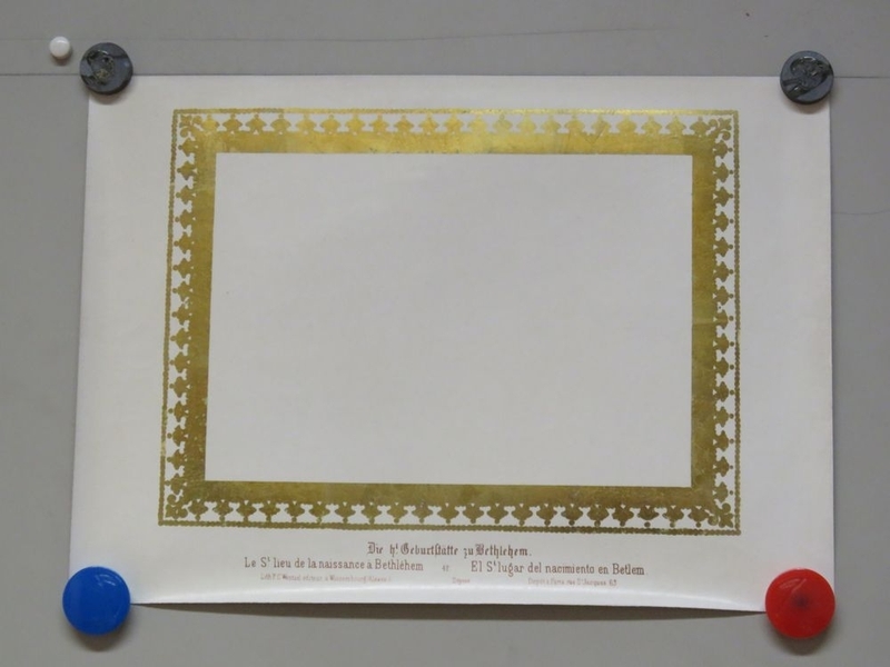 Le St. lieu de la naissance à Béthléhem. (titre inscrit, allemand, français, espagnol)