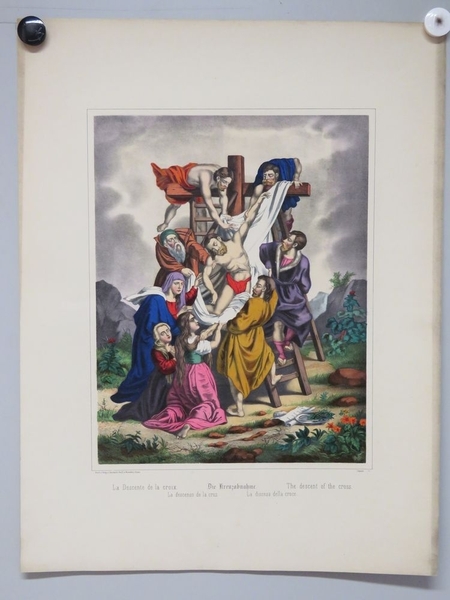 La Descente de la croix. (titre inscrit, français, allemand, anglais, espagnol, italien)