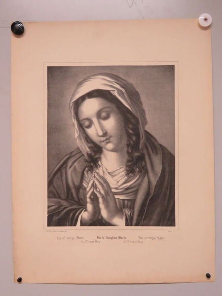 La Ste,, vierge Marie. (titre inscrit, français, allemand, anglais, espagnol, italien)