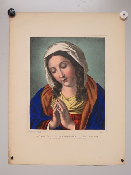 La Ste,, vierge Marie. (titre inscrit, français, allemand, anglais, espagnol, italien)