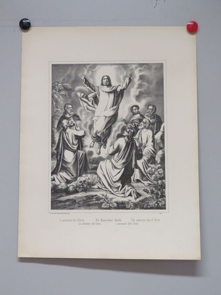 L'ascension du Christ. (titre inscrit, français, allemand, anglais, espagnol, espagnol, italien)