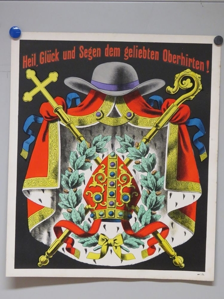 Heil, Glück und Segen dem geliebten Oberhirten ! (titre inscrit, allemand) ; Salut, bonheur et bénédiction au bien-aimé évêque (titre traduit)
