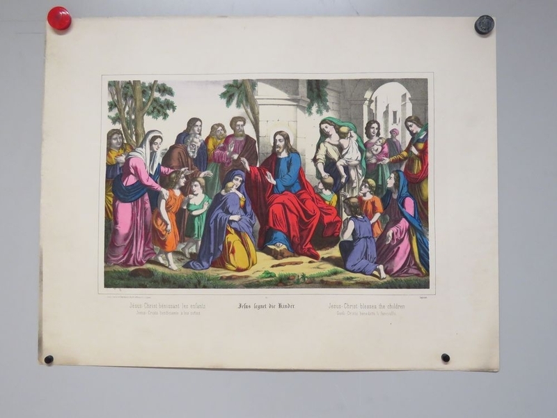 Jésus-Christ bénissant les enfants. (titre inscrit, français, allemand, anglais, espagnol, italien)