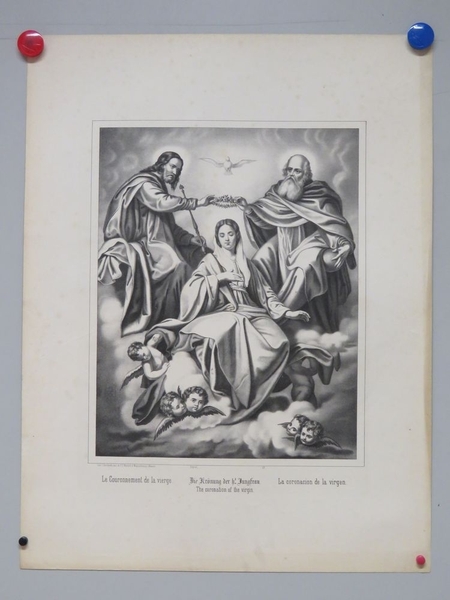 Le Couronnement de la Vierge. (titre inscrit, français, allemand, espagnol, anglais)