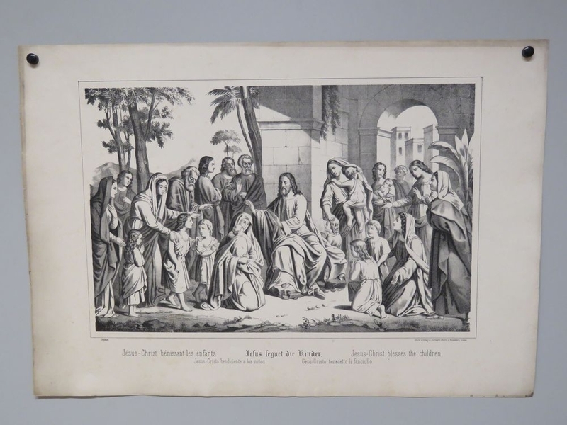 Jésus-Christ bénissant les enfants. (titre inscrit, français, allemand, anglais, espagnol, italien)