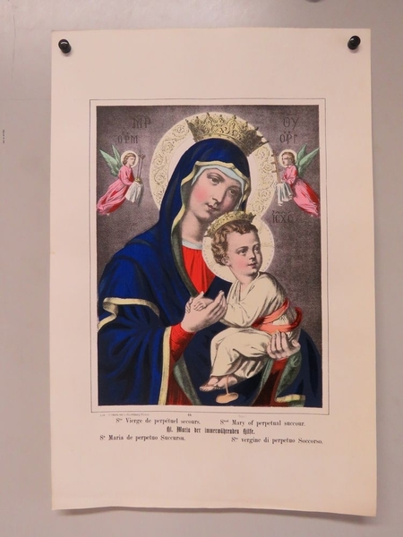 Ste. Vierge de perpétuel secours. (titre inscrit, français, anglais, allemand, espagnol, italien)
