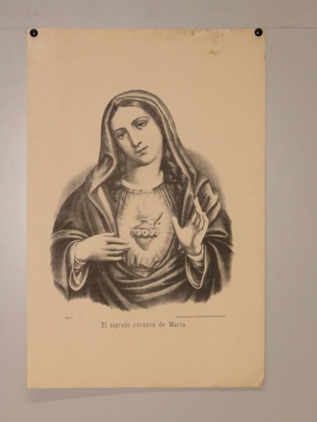 El sagrado corazon de Maria. (titre inscrit, espagnol) Le sacré-coeur de Marie. (titre traduit)