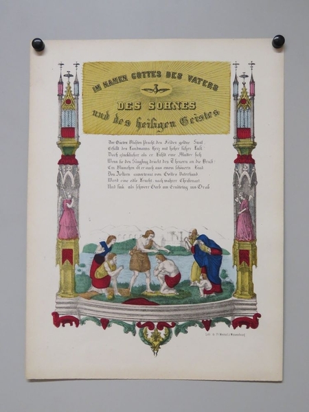 IM NAMEN GOTTES DES VATERS / DES SOHNES / und des heiligen Geistes. (titre inscrit, allemand) Au nom de Dieu le Père, le Fils et le Saint-Esprit. (titre traduit)