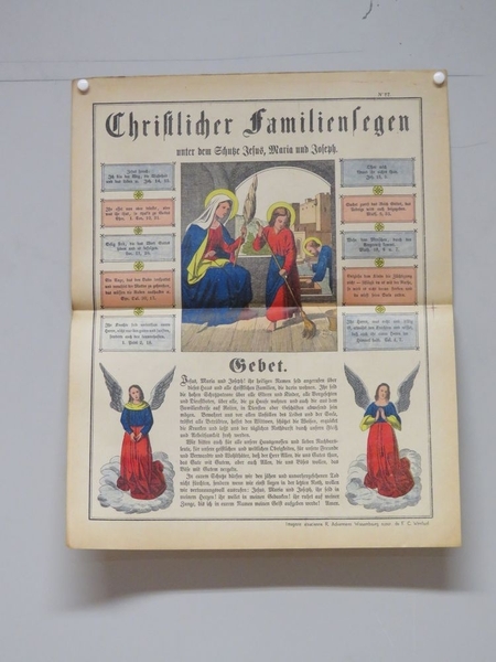 Christlicher Familiensegen / unter dem Schutze Jesus, Maria und Joseph. (titre inscrit, allemand) ; Bénédiction familiale chrétienne sous la protection de Jésus, Marie et Joseph (titre traduit)