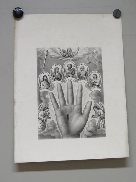 Main gauche portant la marque de la crucifixion (titre factice)