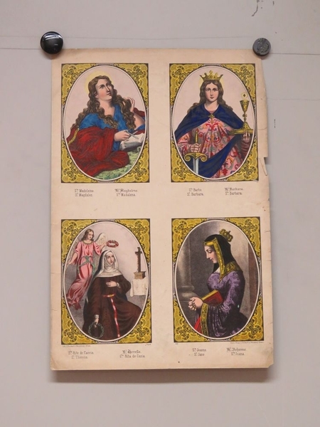 Ste. Madeleine. / Ste. Barbe. / Ste. Rite de Caccia. / Ste. Jeanne. (titre inscrit, français, allemand, anglais, espagnol)