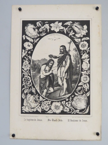 Le baptême de Jésus. (titre inscrit, français, allemand, espagnol)