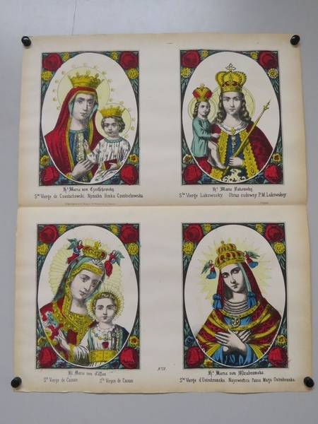 Ste. Vierge de Czestschowski. / Ste. Vierge Lakowosky. / Ste. Vierge de Cassan. / Ste. Vierge d'Ostrabramska. (titre inscrit, allemand, français, polonais)