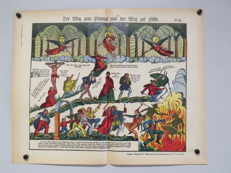 Der Weg zum Himmel  und der Weg zur Hölle. (titre inscrit, allemand) Le chemin du paradis et le chemin de l'enfer. (titre traduit)